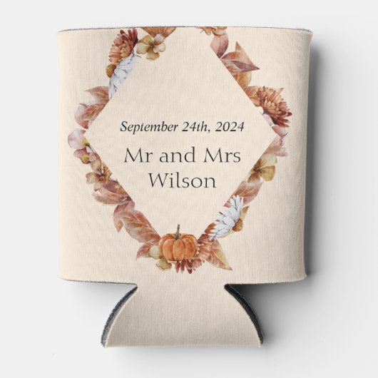 Moderne Herfst Sinaasappel BOHO bruiloft Blikjeskoeler (Voorkant)