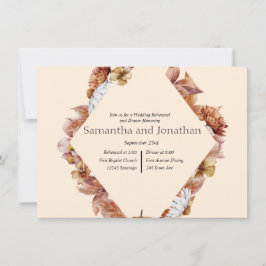 Moderne Herfst Sinaasappel BOHO Huwelijksrepetitie Kaart