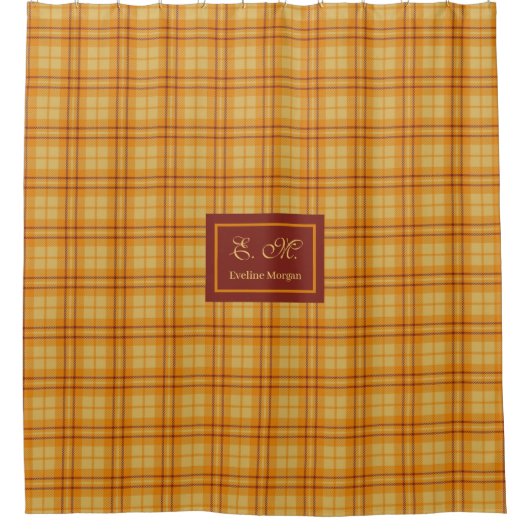 Moderne Herfst Tartan Gordijn Chic Aangepaste Naam (Voorkant)