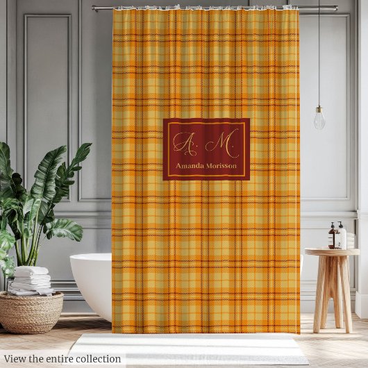 Moderne Herfst Tartan Gordijn Chic Aangepaste Naam