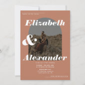 Moderne herfst terracotta foto-retro bruiloft kaart (Voorkant)