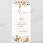 Moderne Herfst Terracotta Huwelijk elegant Menu (Voorkant)