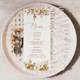 Moderne Herfst Terracotta Huwelijk elegant Menu