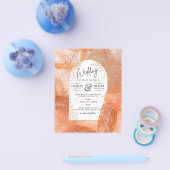 Moderne herfst terracotta oranje blad trouw uitnod flyer (Enkel)