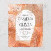 Moderne herfst terracotta oranje blad trouwkaart (Voorkant)