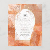 Moderne herfst terracotta oranje blad trouwkaart flyer (Achterkant)