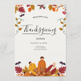 Moderne herfst Thanksgiving diner uitnodiging