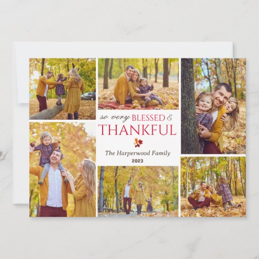 Moderne Herfst Thanksgiving familie foto collage Feestdagenkaart (Voorkant)