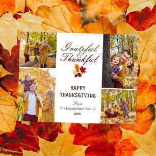 Moderne Herfst Thanksgiving familie foto collage Feestdagenkaart