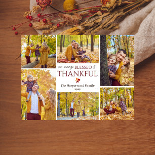 Moderne Herfst Thanksgiving familie foto collage Feestdagenkaart