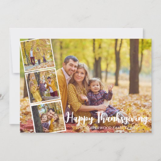Moderne Herfst Thanksgiving familie foto collage Feestdagenkaart (Voorkant)