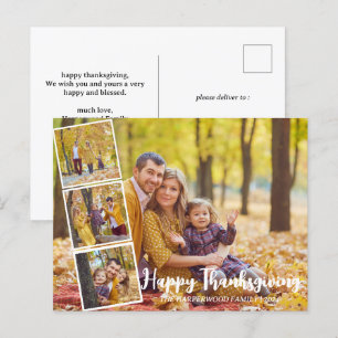Moderne Herfst Thanksgiving familie foto collage Feestdagenkaart
