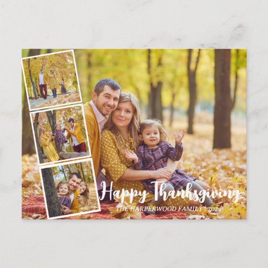Moderne Herfst Thanksgiving familie foto collage Feestdagenkaart (Voorkant)