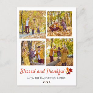 Moderne Herfst Thanksgiving Familiefoto Collage Feestdagenkaart