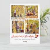 Moderne Herfst Thanksgiving Familiefoto Collage Feestdagenkaart (Staand voorkant)