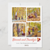 Moderne Herfst Thanksgiving Familiefoto Collage Feestdagenkaart (Voorkant)
