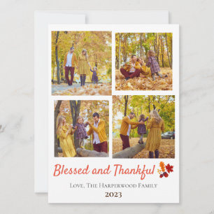 Moderne Herfst Thanksgiving Familiefoto Collage Feestdagenkaart