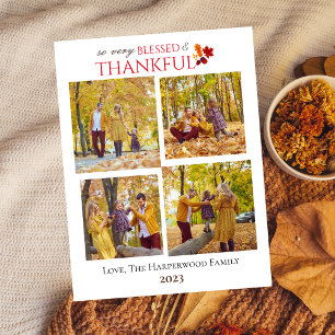 Moderne Herfst Thanksgiving Familiefoto Collage Feestdagenkaart