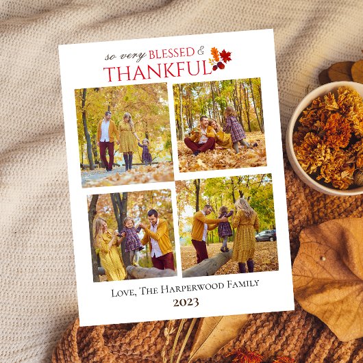 Moderne Herfst Thanksgiving Familiefoto Collage Feestdagenkaart
