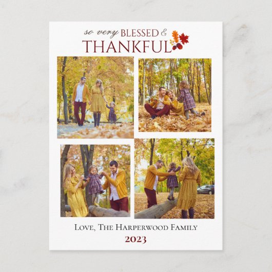 Moderne Herfst Thanksgiving Familiefoto Collage Feestdagenkaart (Voorkant)