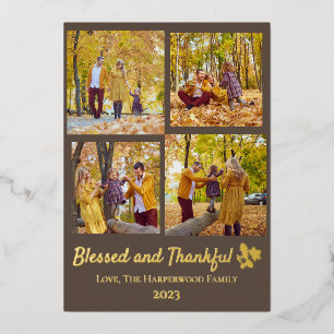 Moderne Herfst Thanksgiving Familiefoto Collage Folie Feestdagenkaart