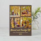 Moderne Herfst Thanksgiving Familiefoto Collage Folie Feestdagenkaart (Staand Voorkant)