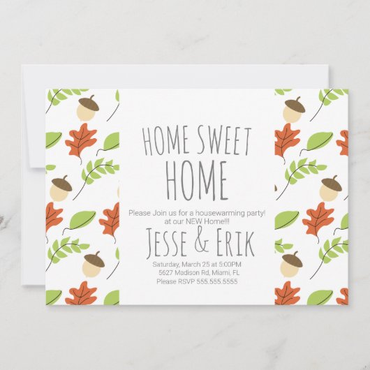 Moderne Herfst Trees en Acorn Housewarming Party Kaart (Voorkant)