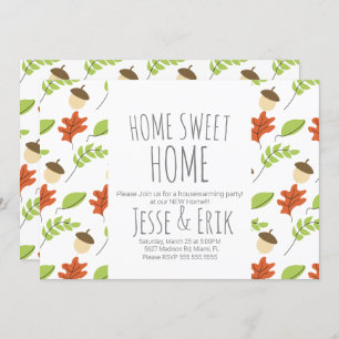 Moderne Herfst Trees en Acorn Housewarming Party Kaart