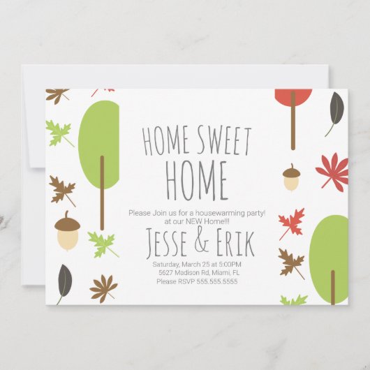 Moderne Herfst Trees en Greenery Housewarming Part Kaart (Voorkant)