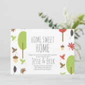 Moderne Herfst Trees en Greenery Housewarming Part Kaart (Staand voorkant)