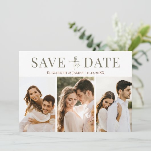 Moderne Herfst van drie foto's in het najaar Save The Date (Staand voorkant)