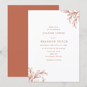 Moderne herfst verbrande oranje trouw kaart