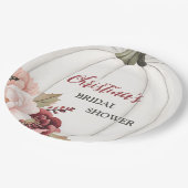 Moderne Herfst Verliefd Pompoen Bloem Bruiloft Fee Papieren Bordje (Gekanteld)