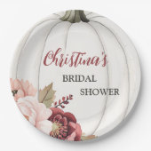 Moderne Herfst Verliefd Pompoen Bloem Bruiloft Fee Papieren Bordje (Voorkant)