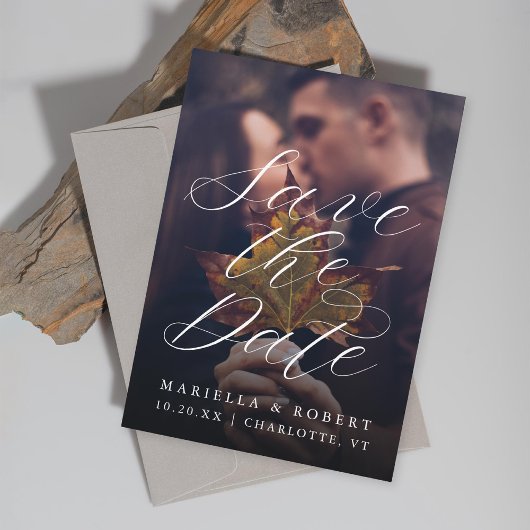 Moderne Herfst voor kalligrafie Foto Save The Date