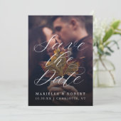 Moderne Herfst voor kalligrafie Foto Save The Date (Staand voorkant)