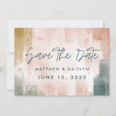 Moderne Herfst Waterverf Abstracte Fotobruiloft Save The Date (Voorkant)