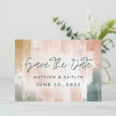 Moderne Herfst Waterverf Abstracte Fotobruiloft Save The Date (Staand voorkant)