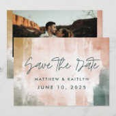Moderne Herfst Waterverf Abstracte Fotobruiloft Save The Date (Voorkant / Achterkant)