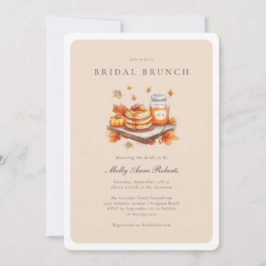 Moderne Herfst Waterverf Bruids Brunch Uitnodiging (Voorkant)