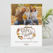 Moderne Herfst Waterverf Thanksgiving Familiefoto Feestdagenkaart (Staand voorkant)
