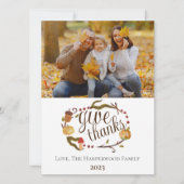 Moderne Herfst Waterverf Thanksgiving Familiefoto Feestdagenkaart (Voorkant)