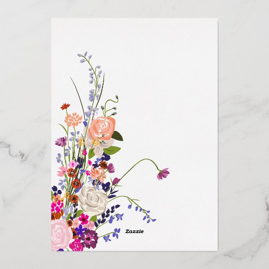 Moderne herfst wild bloemen script vrijgezellenfee folie uitnodiging (Achterkant)