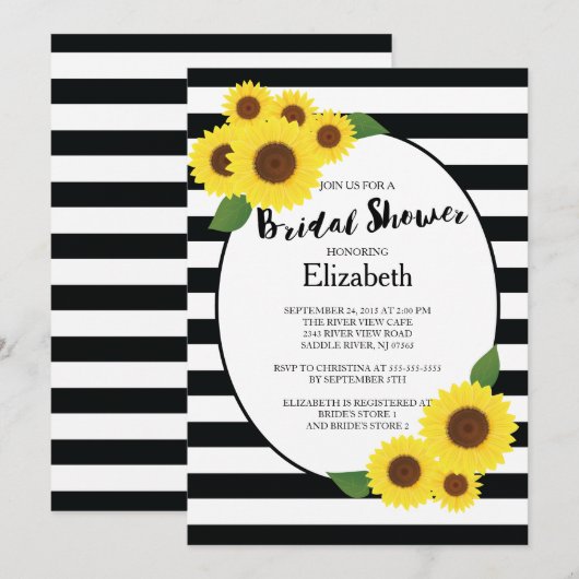 Moderne Herfst Zonnebloem Bruids Douche Uitnodigin Kaart (Voorkant / Achterkant)