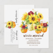 Moderne Herfst zonnebloemen pompoenverrijkingsaank Aankondigingskaart (Voorkant / Achterkant)