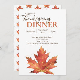 Moderne herfstblad Thanksgiving-diner Kaart