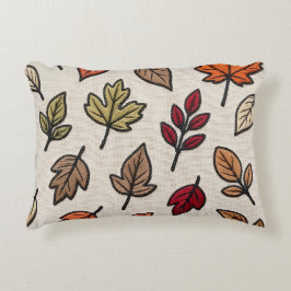 Moderne herfstbladeren geborduurd esthetisch  accent kussen