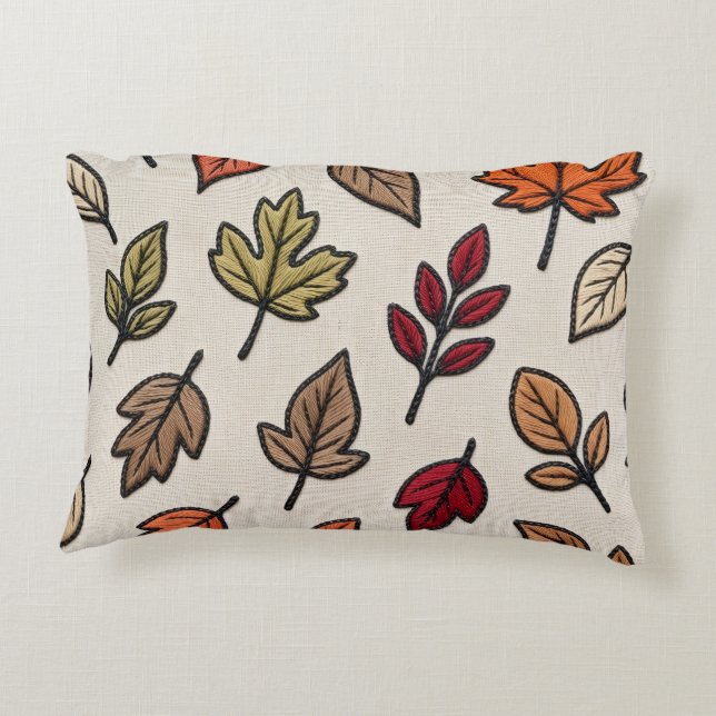 Moderne herfstbladeren geborduurd esthetisch  accent kussen (Achterkant)
