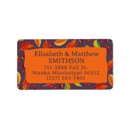 Moderne herfstbladeren Kastanjes vallen Thanksgivi Etiket