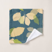 Moderne herfstbladeren met turquoise achtergrond bad handdoek (Wasdoekje)